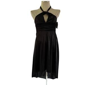 NWT Black Shimmer Keyhole Halter Dress Sz S Whimsigoth Grunge Y2K Hoco Prom